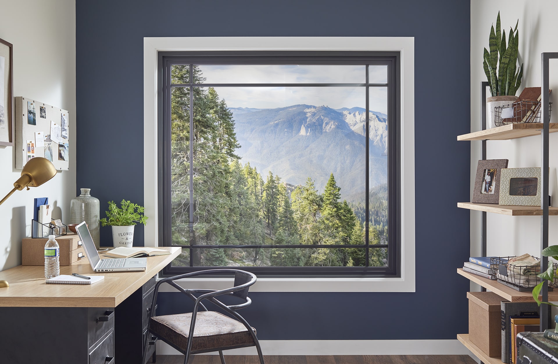 home office with large window natural light