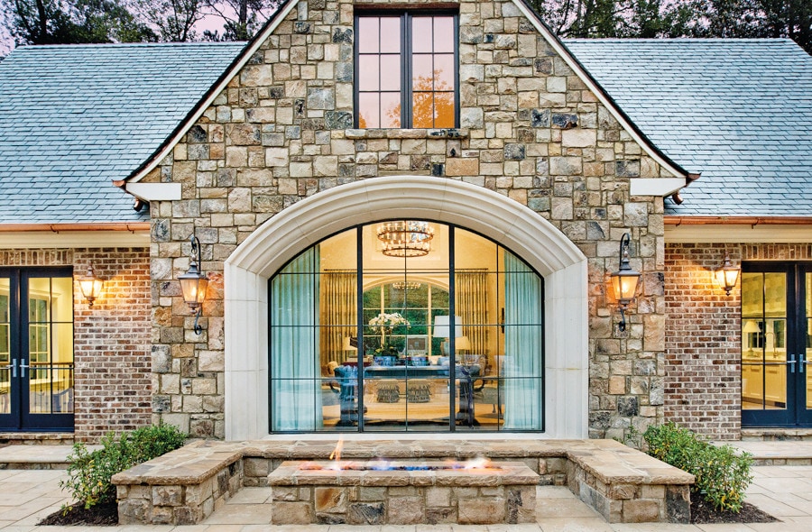 wood windows in a stone house